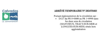 24.09.2024 Arrêté temporaire de circulation n° 2024T0483